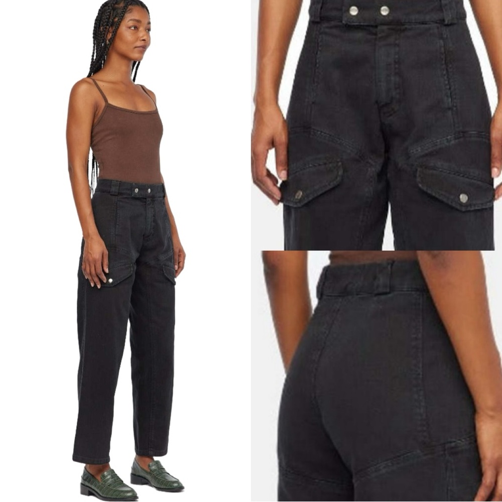 LACAUSA Diego Trouser Washed Black Denim Pants Straight NWT Sz 2 #8
